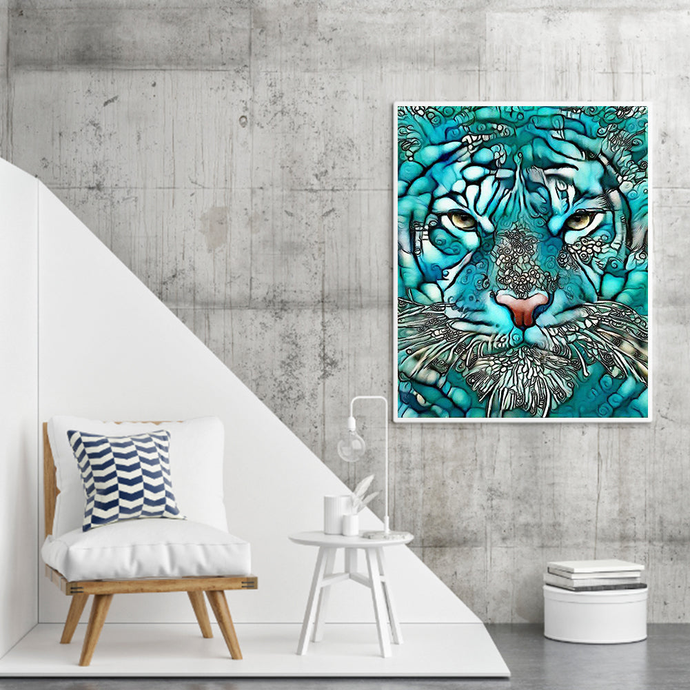 Metallic Stained Glass Tiger - Full Round Drill Diamond Painting 50*60CM