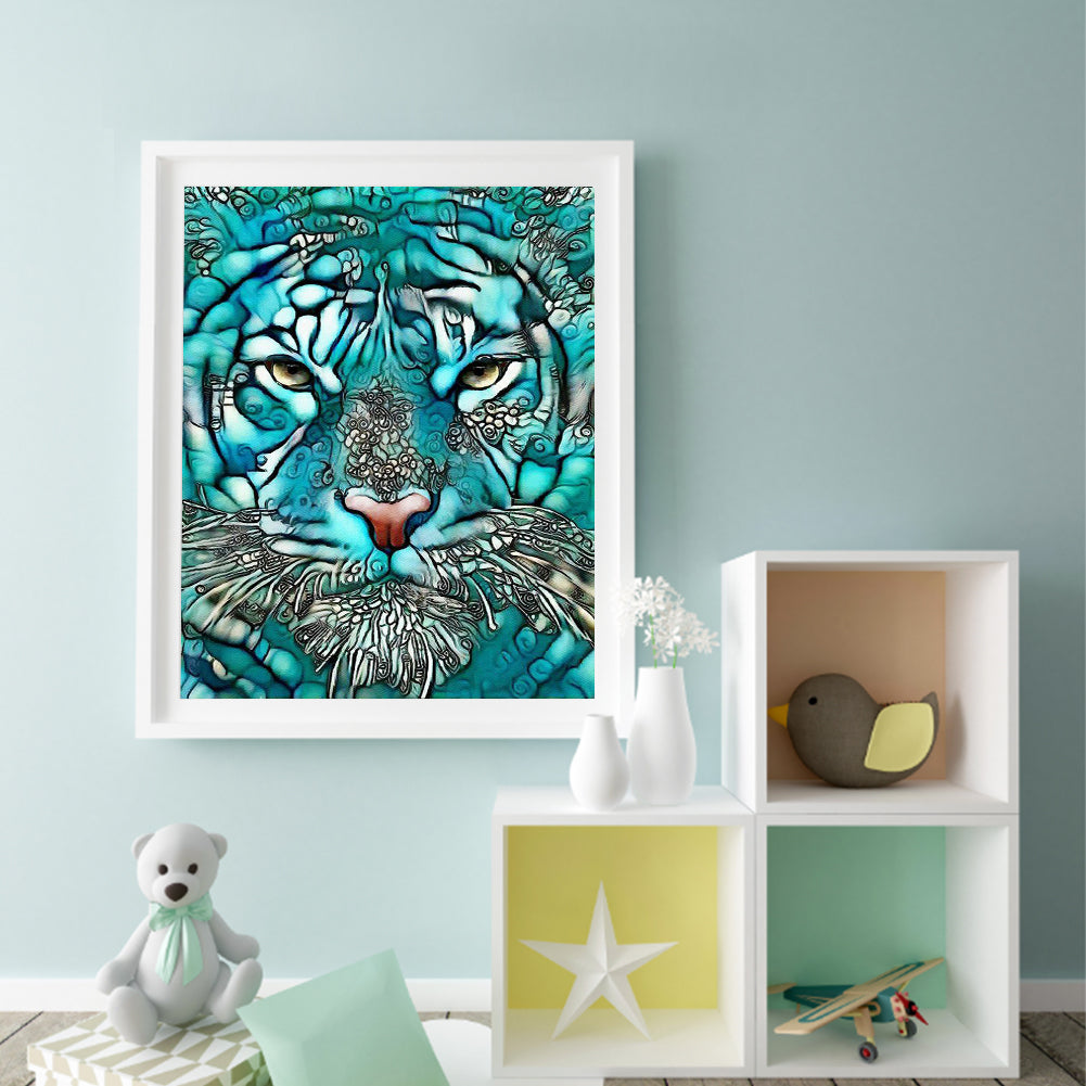 Metallic Stained Glass Tiger - Full Round Drill Diamond Painting 50*60CM