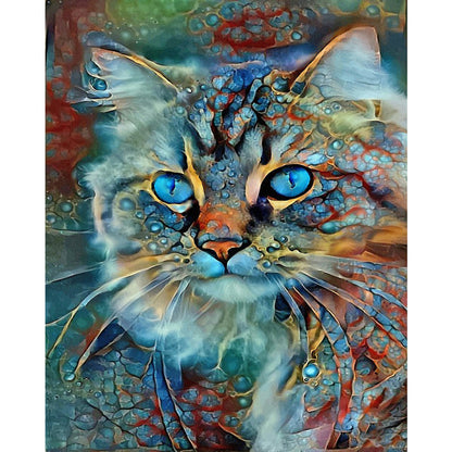 Metallic Stained Glass Cat - Full Round Drill Diamond Painting 50*60CM