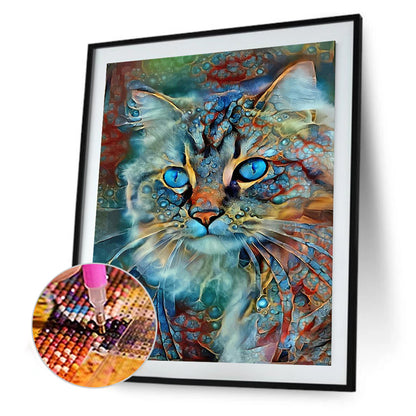 Metallic Stained Glass Cat - Full Round Drill Diamond Painting 50*60CM