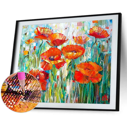 Big Poppy Flower - Full Round Drill Diamond Painting 40*30CM