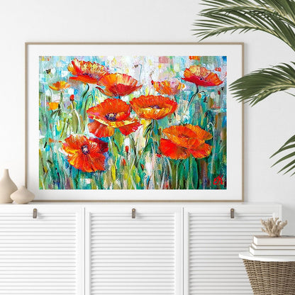 Big Poppy Flower - Full Round Drill Diamond Painting 40*30CM