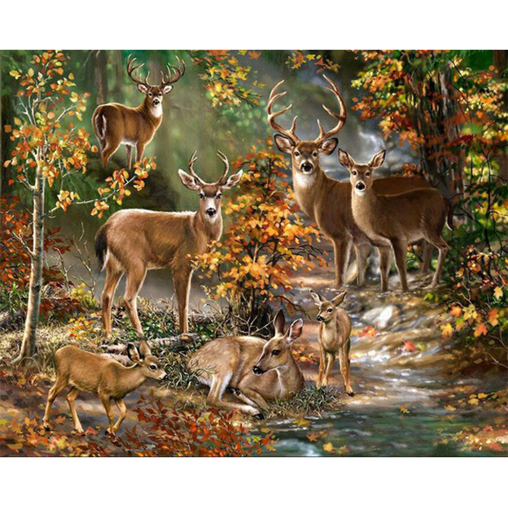 Elk - Full Round Drill Diamond Painting 60*50CM