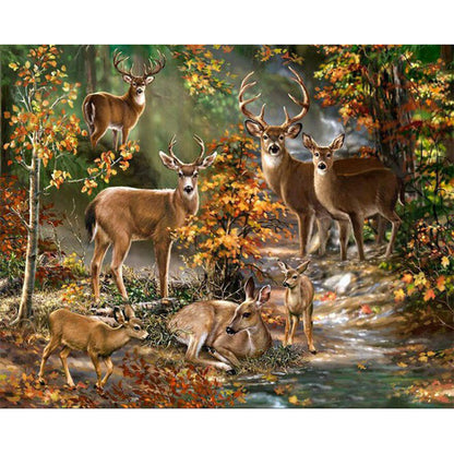 Elk - Full Round Drill Diamond Painting 60*50CM