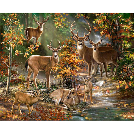 Elk - Full Round Drill Diamond Painting 60*50CM