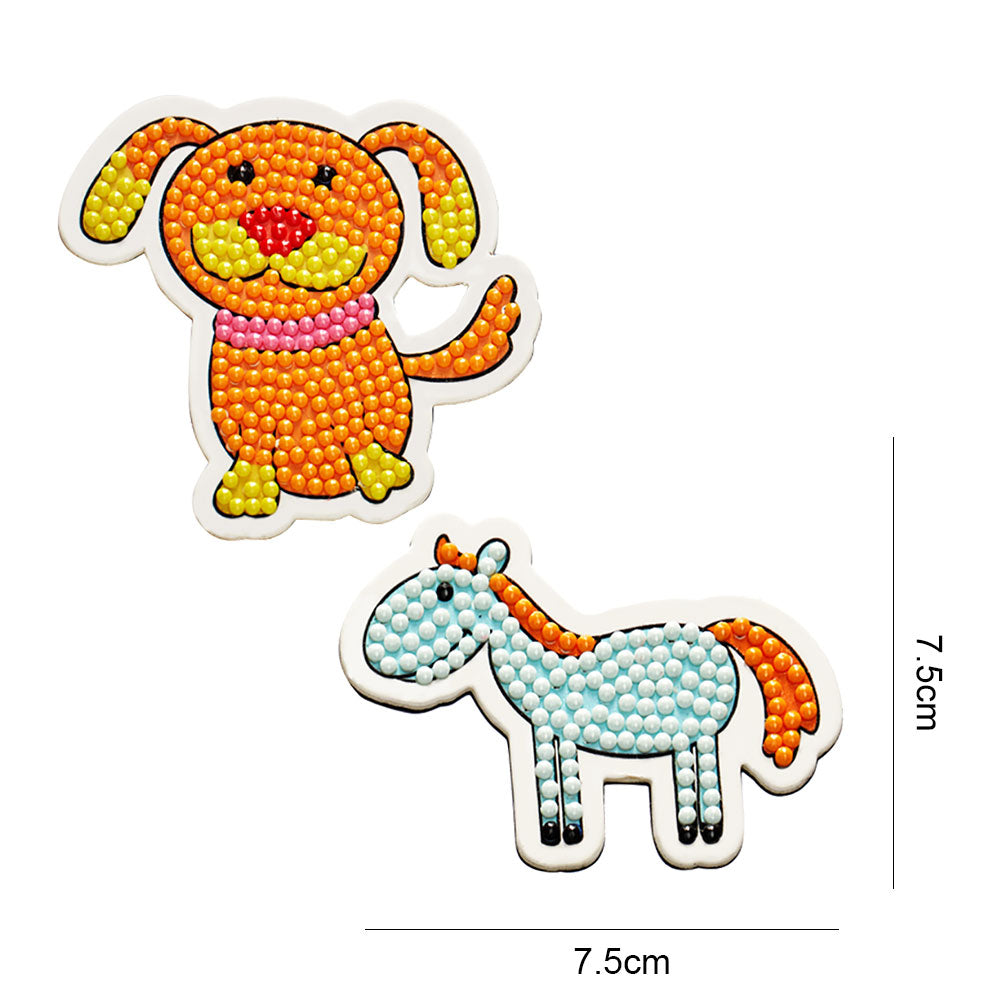 2pcs DIY Refrigerator Magnet Diamond Drawing Full Round Drill Cartoon Decor