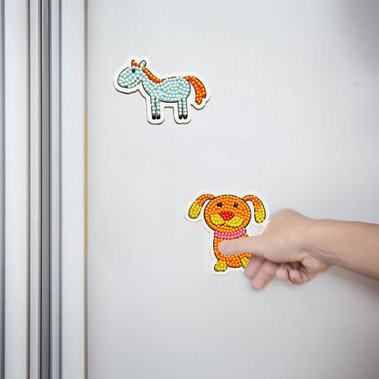 2pcs DIY Refrigerator Magnet Diamond Drawing Full Round Drill Cartoon Decor