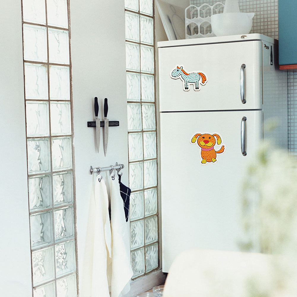 2pcs DIY Refrigerator Magnet Diamond Drawing Full Round Drill Cartoon Decor