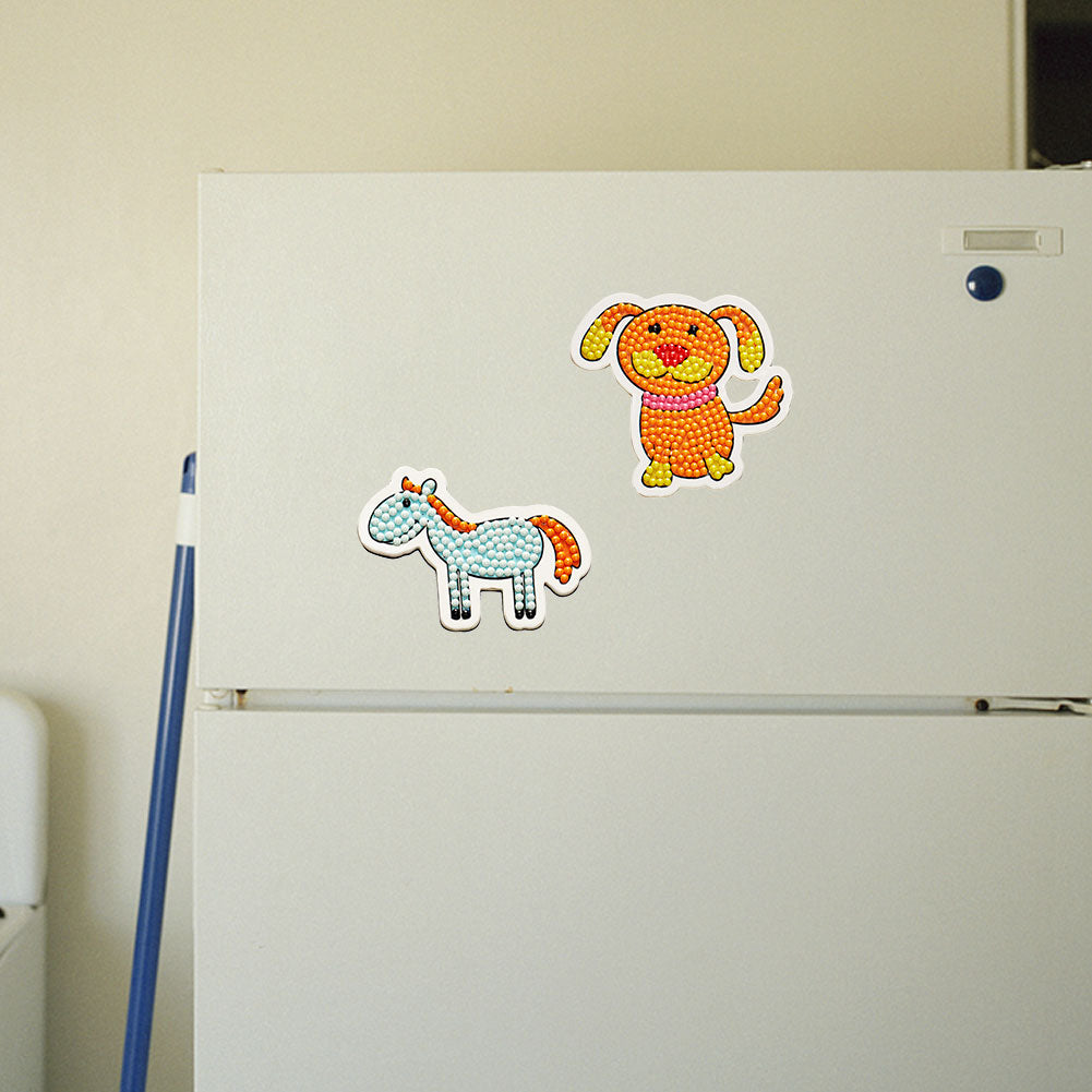 2pcs DIY Refrigerator Magnet Diamond Drawing Full Round Drill Cartoon Decor