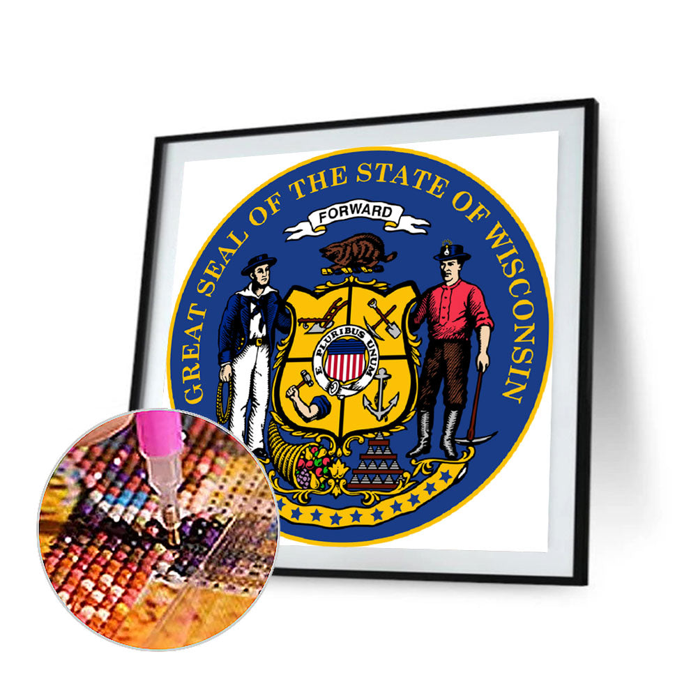 Wisconsin Coat Of Arms - Full Round Drill Diamond Painting 40*40CM