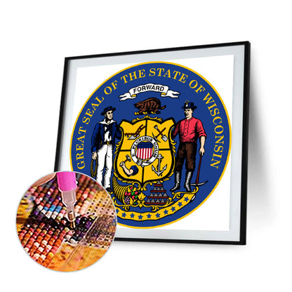 Wisconsin Coat Of Arms - Full Round Drill Diamond Painting 40*40CM