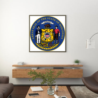 Wisconsin Coat Of Arms - Full Round Drill Diamond Painting 40*40CM