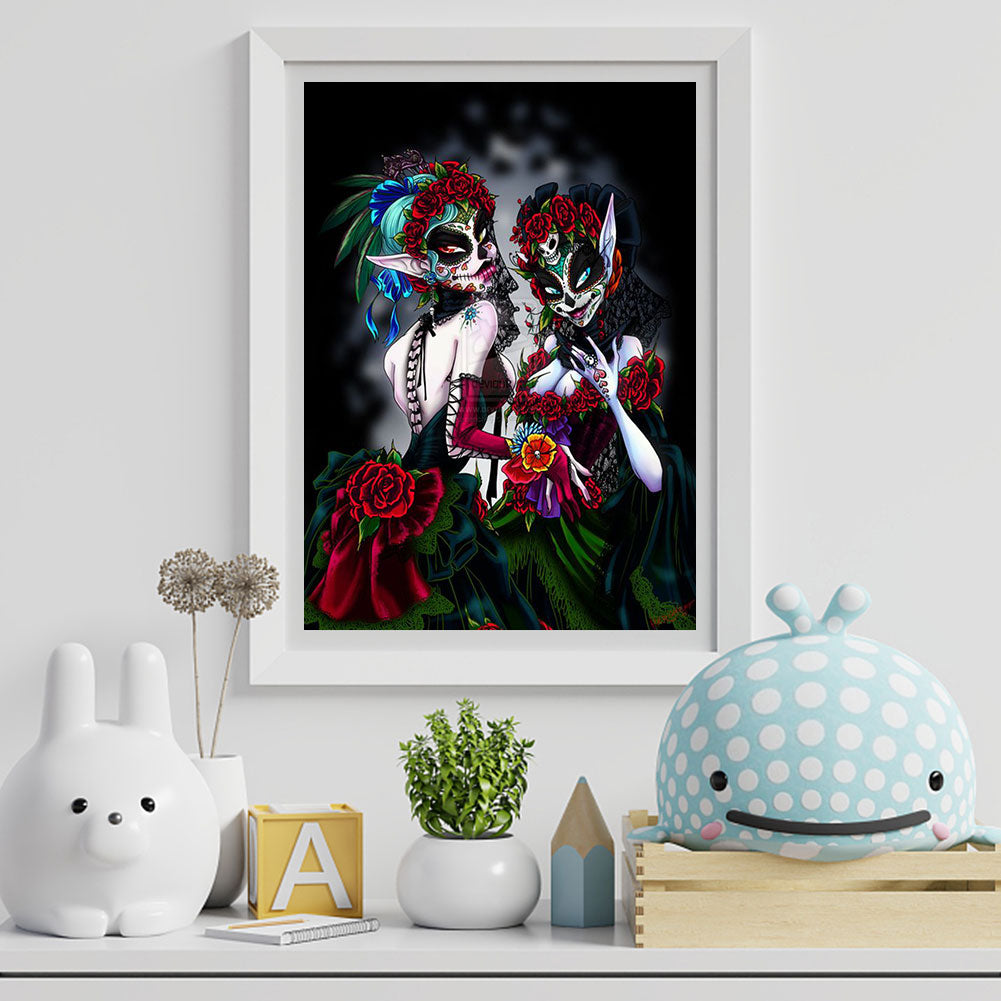 Skeleton Woman - Full Round Drill Diamond Painting 30*40CM