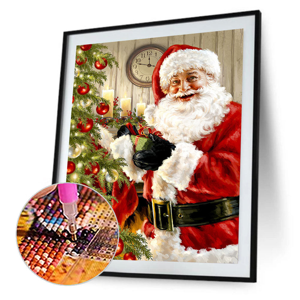 Santa Christmas Tree - Full Round Drill Diamond Painting 30*40CM