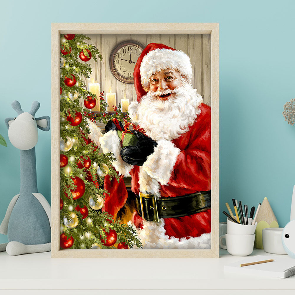 Santa Christmas Tree - Full Round Drill Diamond Painting 30*40CM