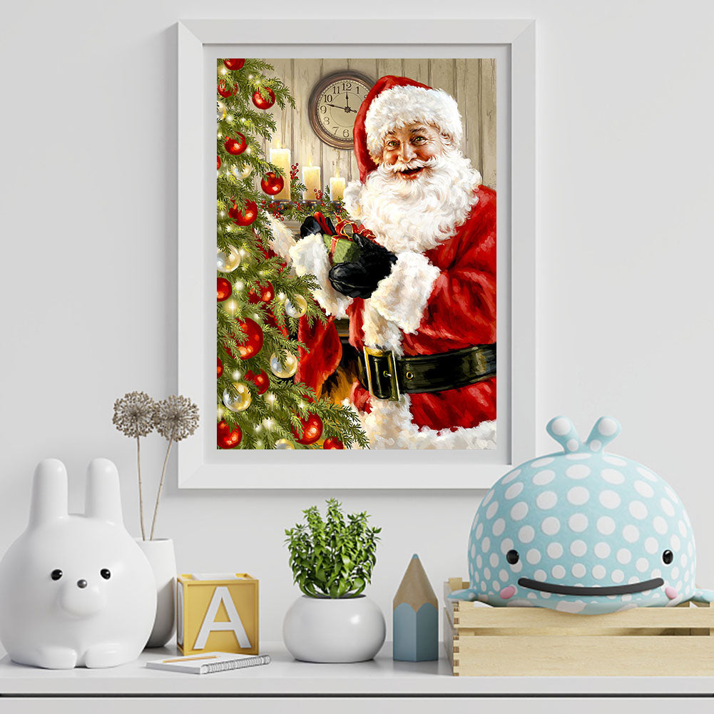 Santa Christmas Tree - Full Round Drill Diamond Painting 30*40CM