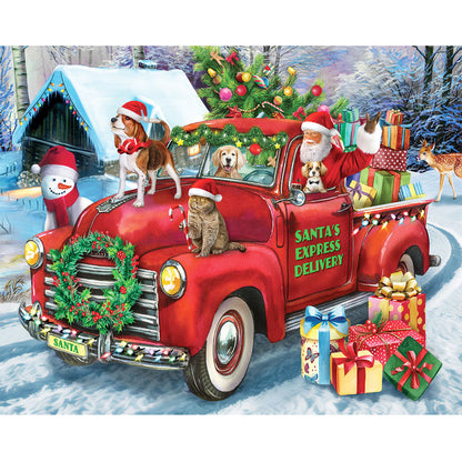 Santa Red Car Cats And Dogs - Full Round Drill Diamond Painting 50*40CM