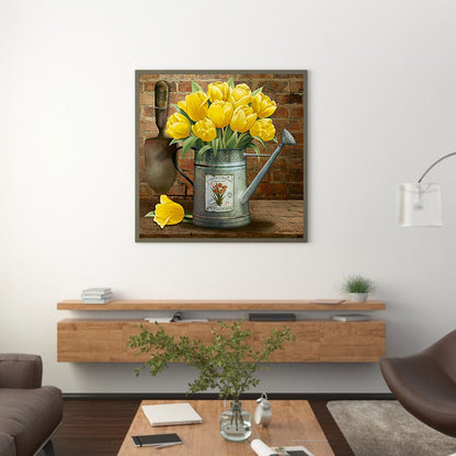 Bouquet Of Yellow Tulips - Full Round Drill Diamond Painting 30*30CM