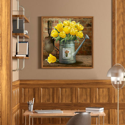 Bouquet Of Yellow Tulips - Full Round Drill Diamond Painting 30*30CM