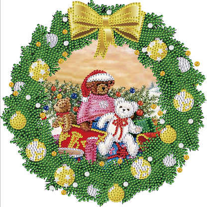 Christmas Cartoon Bear 30*30CM(Canvas) Special Shaped Drill Diamond Paiting