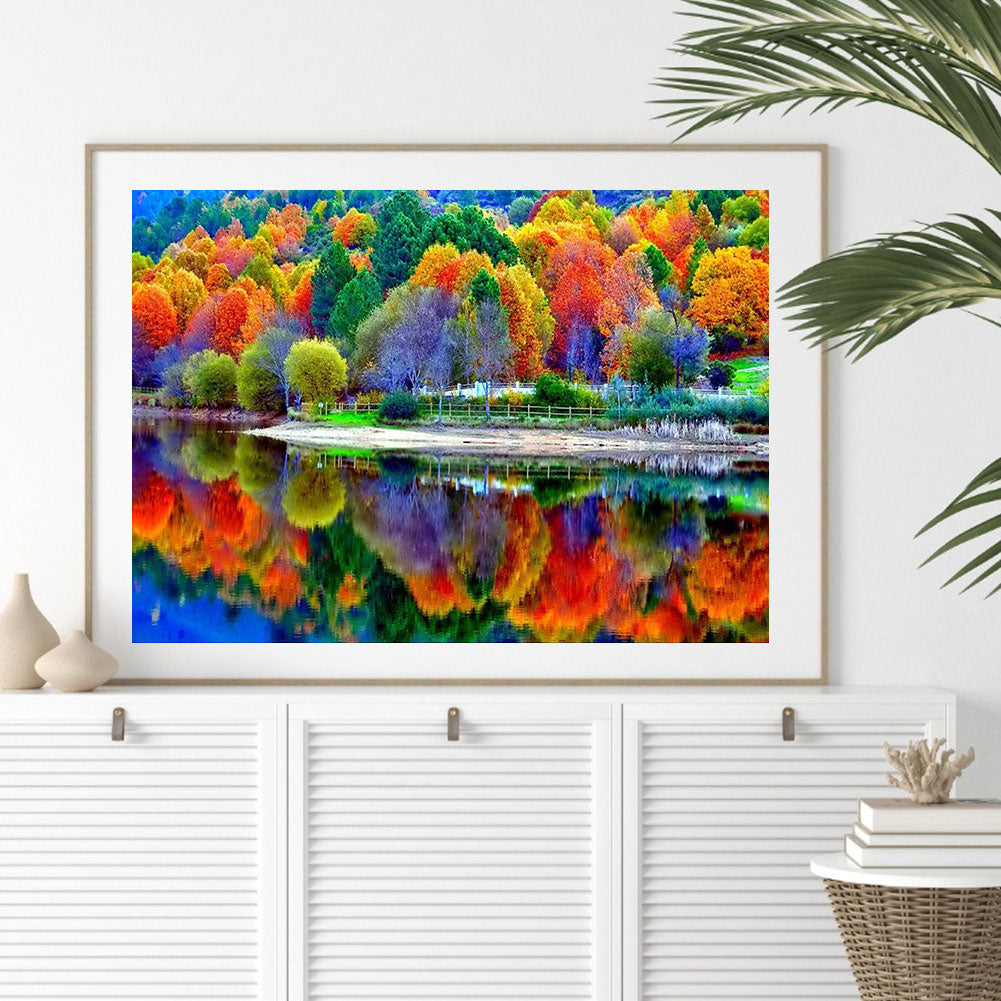 Maple Forest Reflection - Full Square Drill Diamond Painting 60*50CM