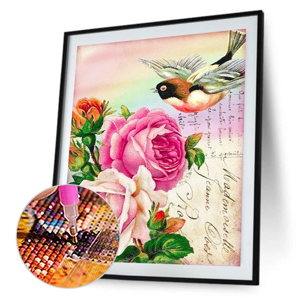 Rose Bird - Full Round Drill Diamond Painting 30*40CM