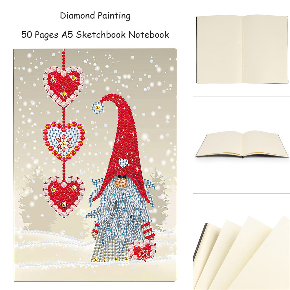 DIY Special Shaped Diamond Painting Notebook 50 Pages A5 Notebook Christmas Gift