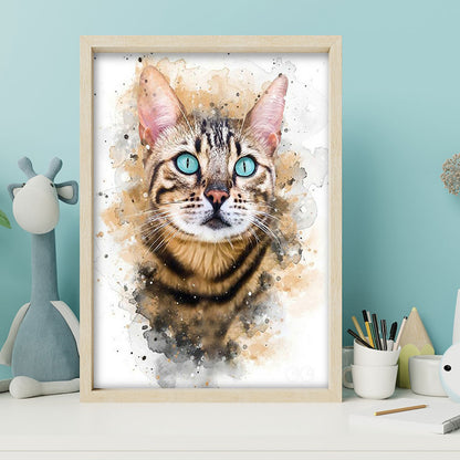 Bengal Cat Watercolor - Full Round Drill Diamond Painting 30*40CM