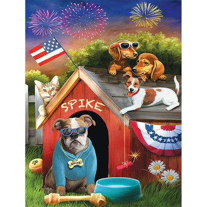 Party Of Puppies - Full Round Drill Diamond Painting 50*60CM