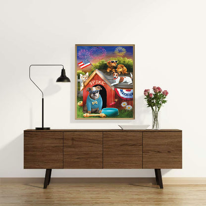 Party Of Puppies - Full Round Drill Diamond Painting 50*60CM