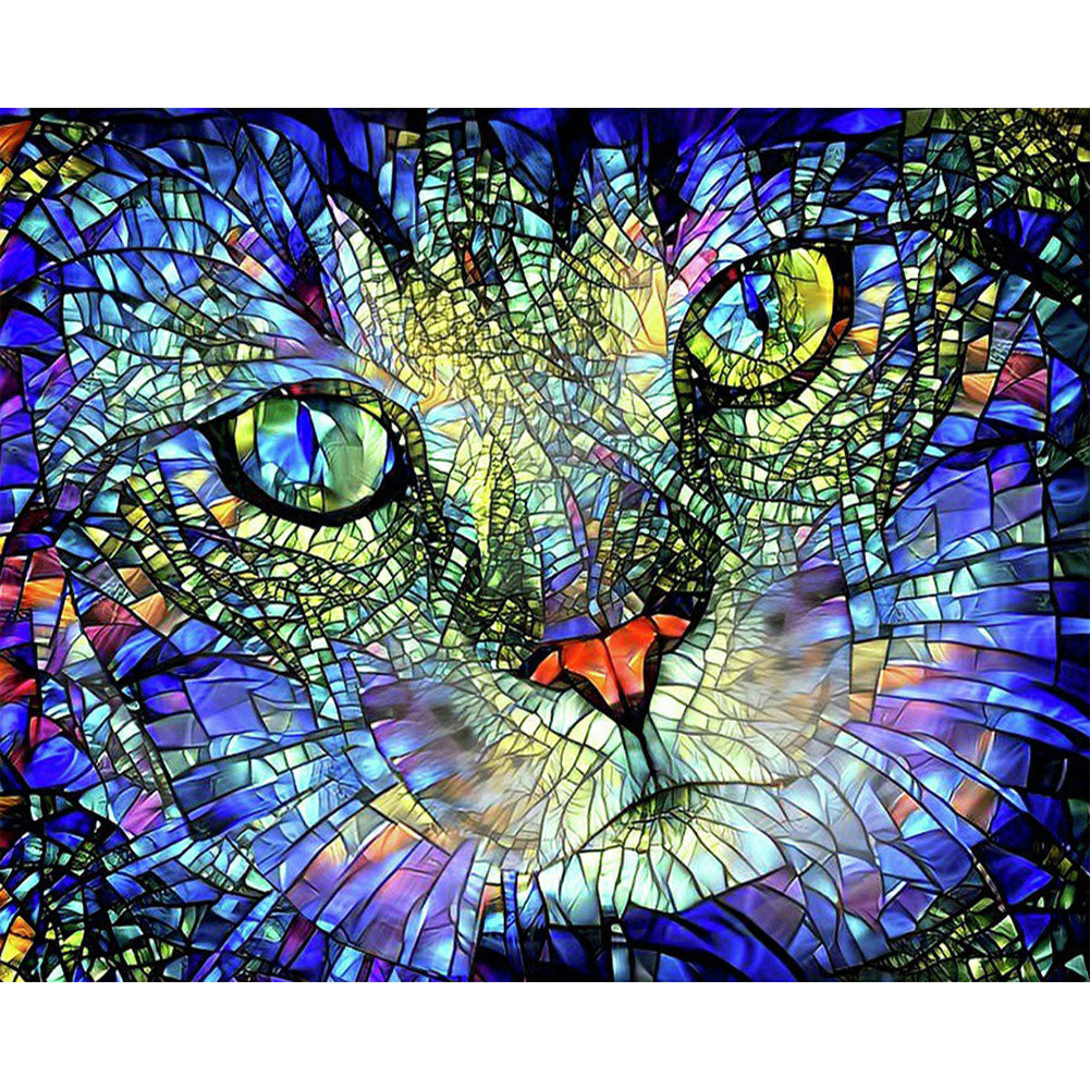 Glass Cat - Full Round Drill Diamond Painting 60*50CM