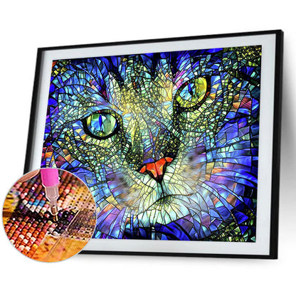 Glass Cat - Full Round Drill Diamond Painting 60*50CM