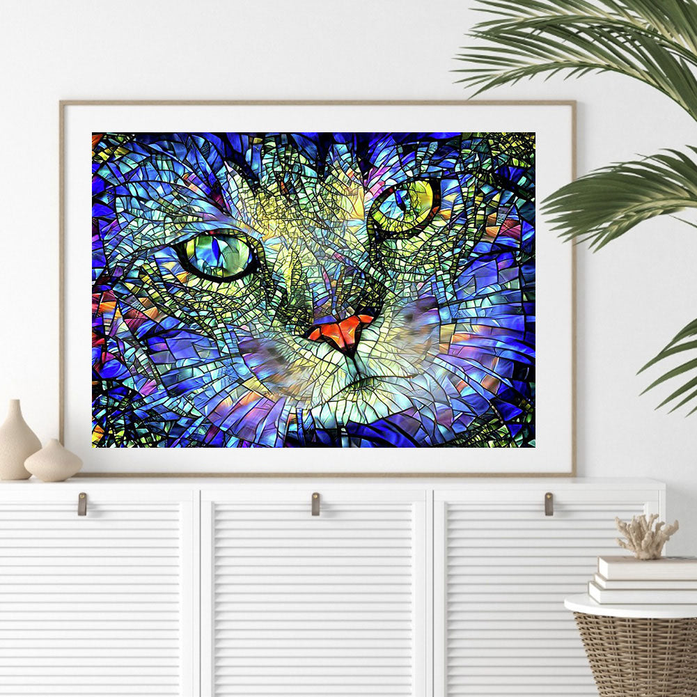 Glass Cat - Full Round Drill Diamond Painting 60*50CM