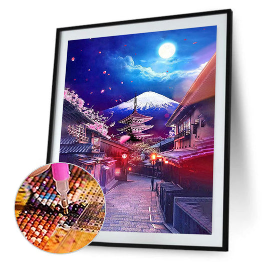 Mount Fuji Under The Moon - Full Round Drill Diamond Painting 35*45CM