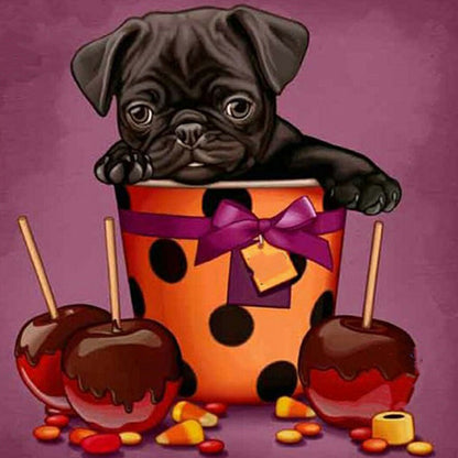 Black Dog - Full Round Drill Diamond Painting 50*50CM