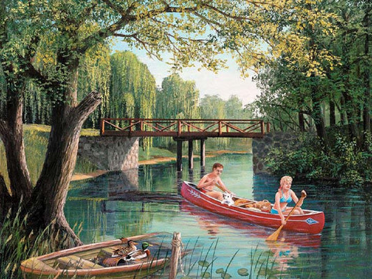 Park Rowing Boat - Full Round Drill Diamond Painting 40*30CM