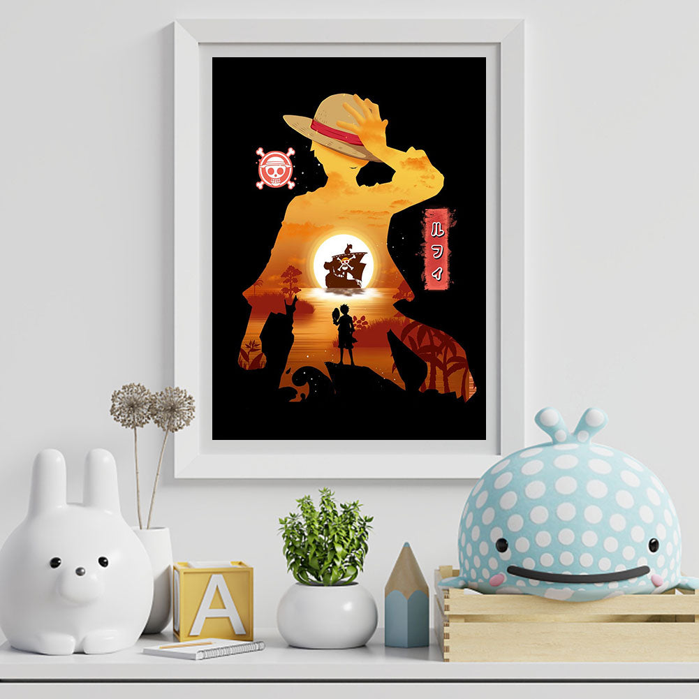 Luffy Silhouette - Full Round Drill Diamond Painting 30*40CM