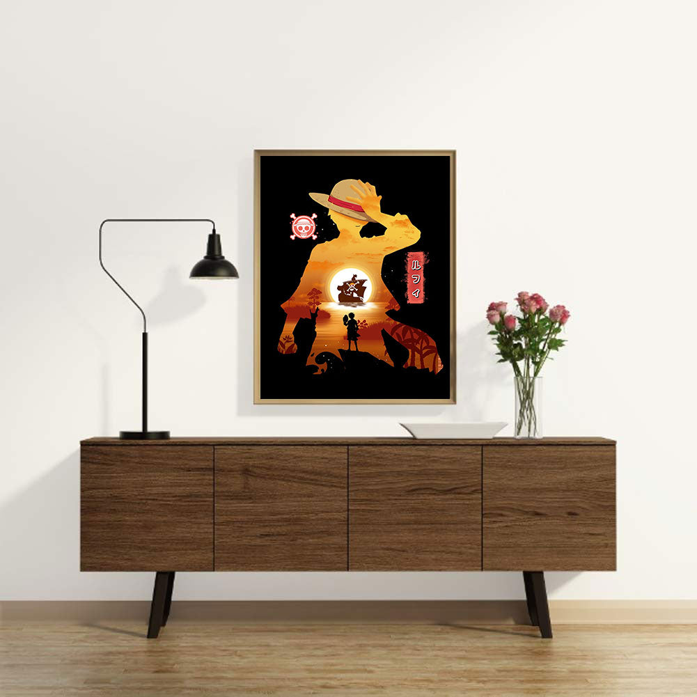 Luffy Silhouette - Full Round Drill Diamond Painting 30*40CM