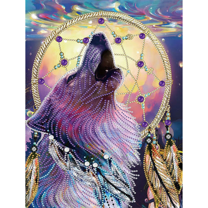 Howling Dream Catcher - Special Shaped Drill Diamond Painting 30*40CM