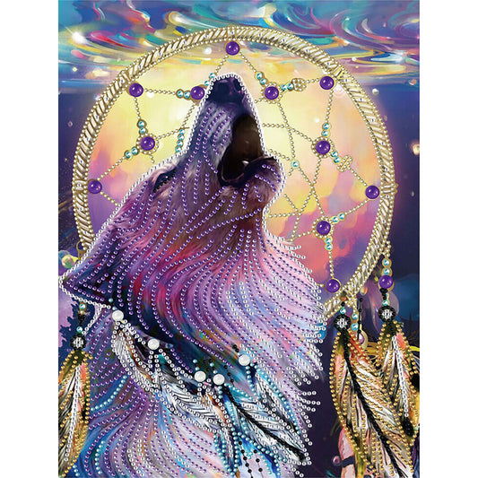 Howling Dream Catcher - Special Shaped Drill Diamond Painting 30*40CM