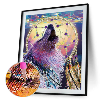 Howling Dream Catcher - Special Shaped Drill Diamond Painting 30*40CM