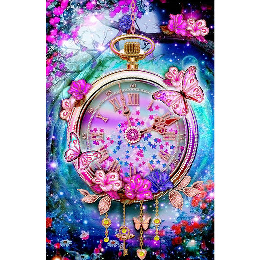 Butterfly Pocket Watch 40*60CM(Canvas) Special Shaped Drill Diamond Paiting