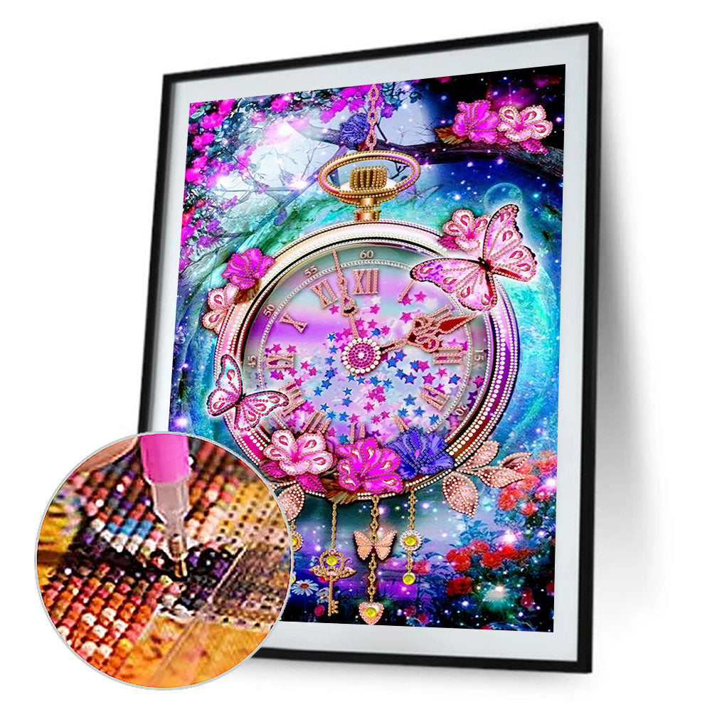 Butterfly Pocket Watch 40*60CM(Canvas) Special Shaped Drill Diamond Paiting