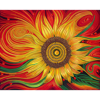 Flowing Sunflowers 50*40CM(Canvas) Special Shaped Drill Diamond Paiting