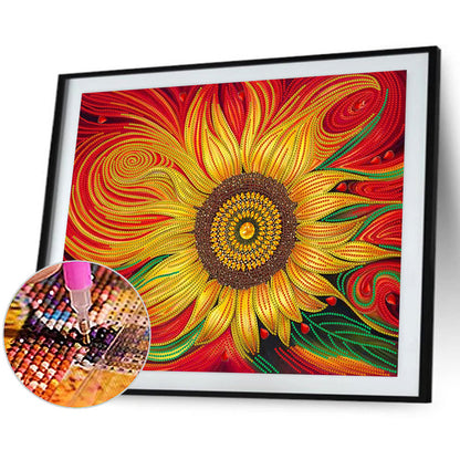 Flowing Sunflowers 50*40CM(Canvas) Special Shaped Drill Diamond Paiting