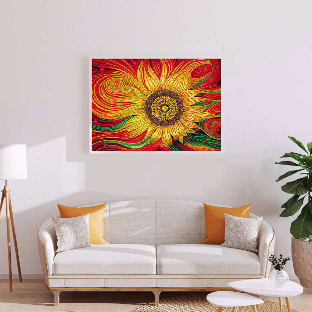 Flowing Sunflowers 50*40CM(Canvas) Special Shaped Drill Diamond Paiting