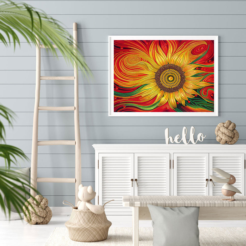 Flowing Sunflowers 50*40CM(Canvas) Special Shaped Drill Diamond Paiting