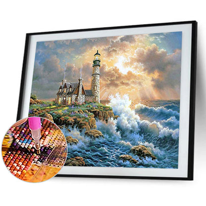 Seaside Lighthouse - Full Round Drill Diamond Painting 50*40CM