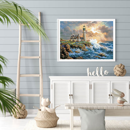 Seaside Lighthouse - Full Round Drill Diamond Painting 50*40CM