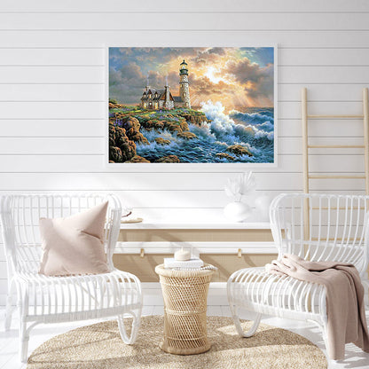 Seaside Lighthouse - Full Round Drill Diamond Painting 50*40CM